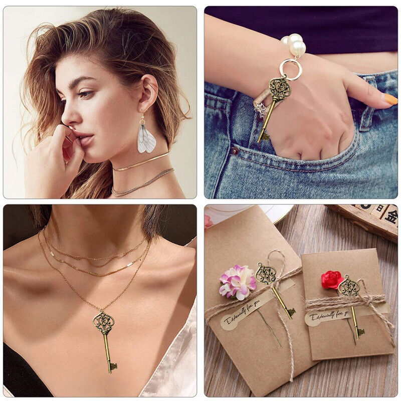 50X Santa Keys Charms Pendants Skeleton Tibetan Silver Large Xmas Charm Pendant