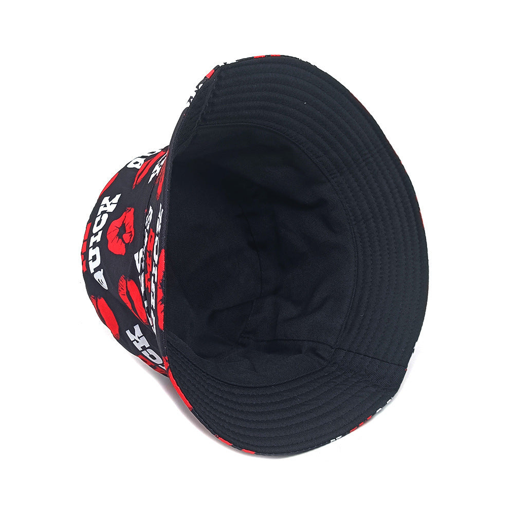 Fashion Letter Lip Pattern Printing Bucket Hat