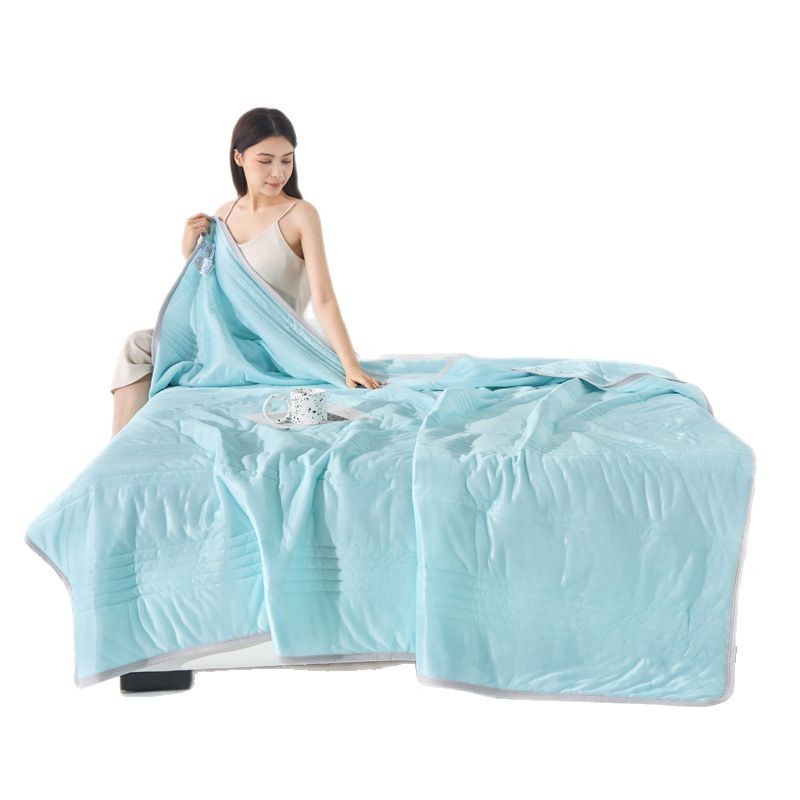 Solid Color Airable Cover Machine Washable Summer Ice Silk Thin Quilt