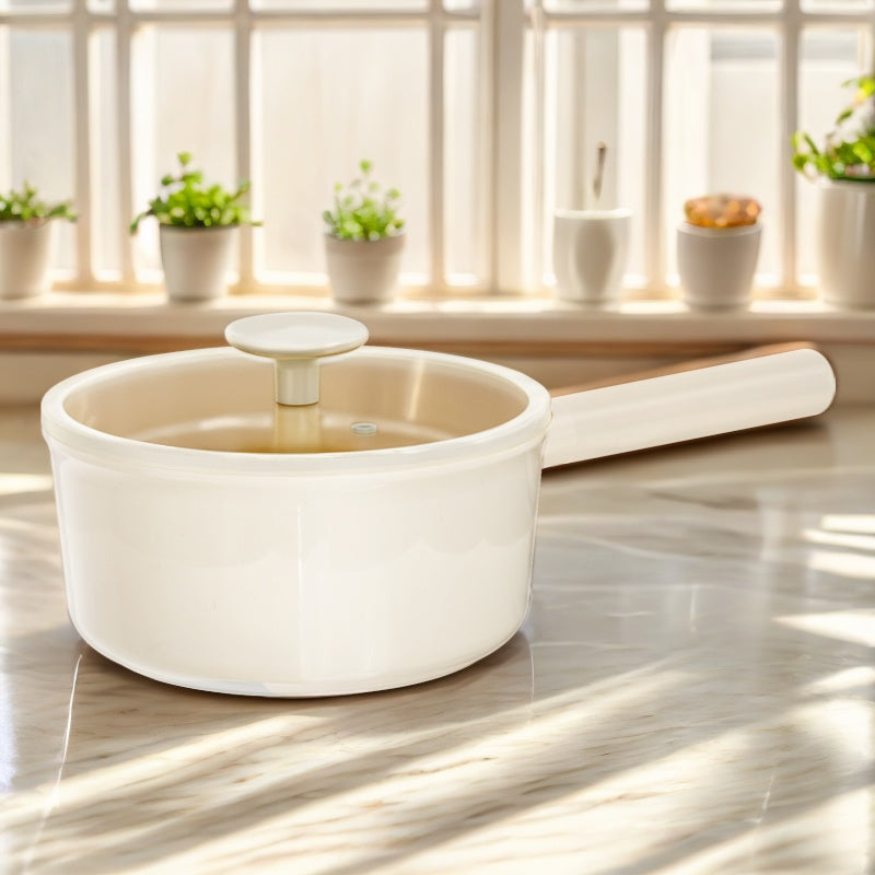 2 Piece Set 6.3 Inch,7.87 Inch ,1.5 QT,3 QT, Aluminum Mini Pots With Detachable Handles And Glass Lids ,Free Of PFOA,PFOS, Dishwasher Safe, Compatible With Gas,Electric Ceramic Cooktops