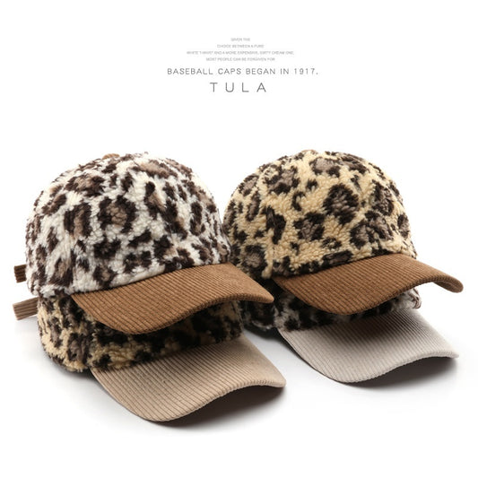 Japanese Women's Autumn And Winter Personalized Retro Color-blocking Leopard Print Baseball Cap