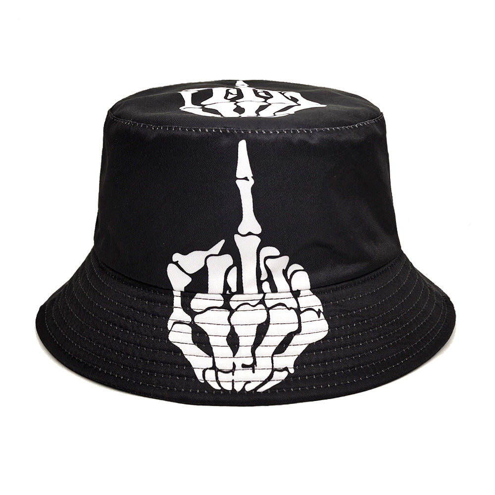 Skull Finger Pattern Positioning Bucket Hat