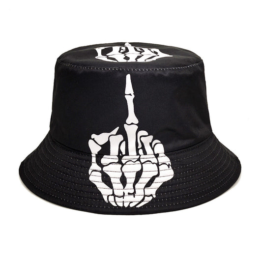 Skull Finger Pattern Positioning Bucket Hat