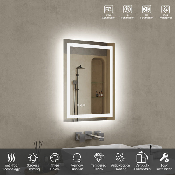 20 Inch X 28 Inch LED Bathroom Mirror
