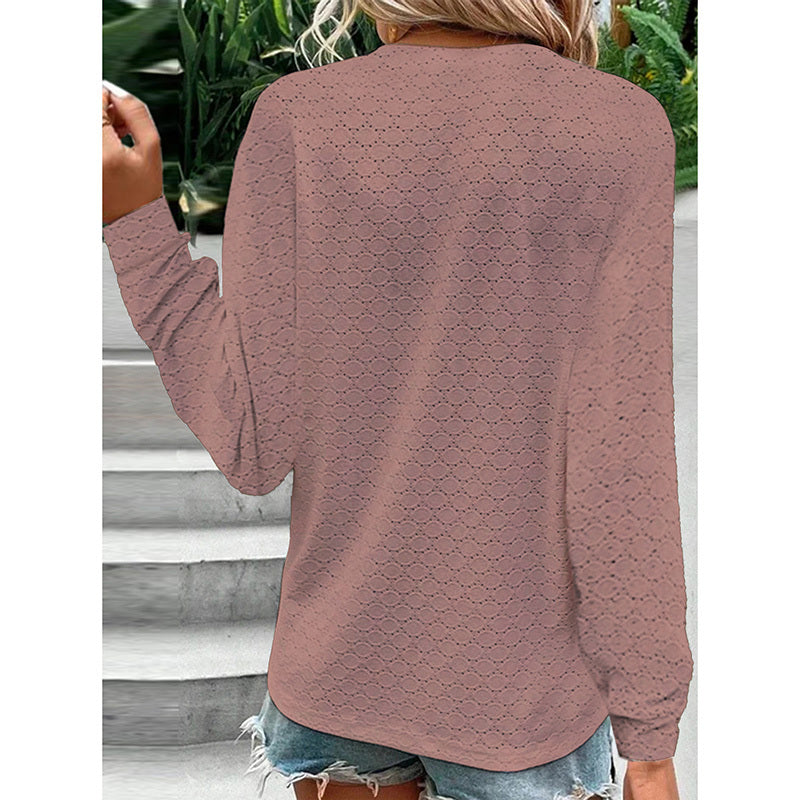Women's Long Sleeve Shirts Dressy Casual Button V Neck Tops Loose Fit Trendy Fall Clothes