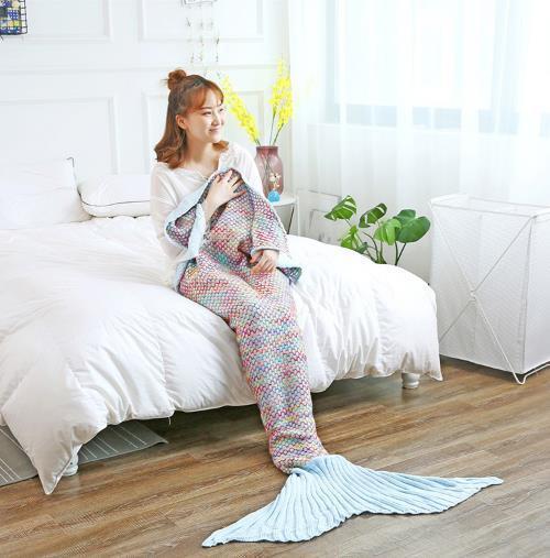 Color Grid Crochet Sofa Cover Blanket Air Conditioner