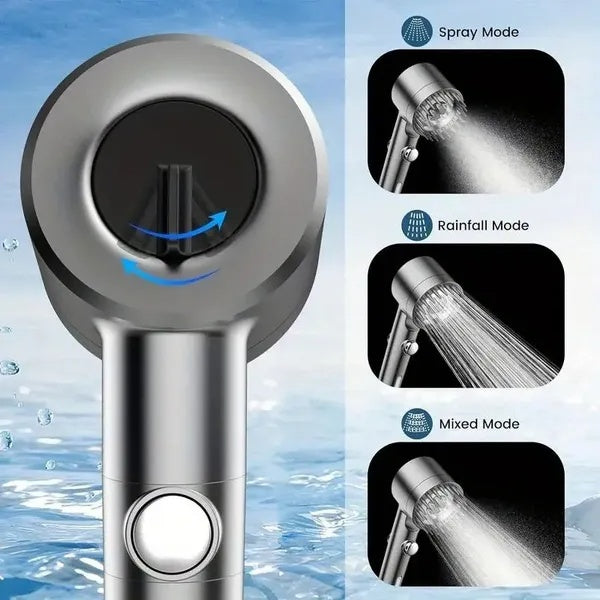 Shower Head, High Pressure Flow Multiple Modes, 5 Layers Filter, Hard Water Power Rinse, With Switch, Suitable For Pet Bathing, Vertical Shower, White Turbo Shower