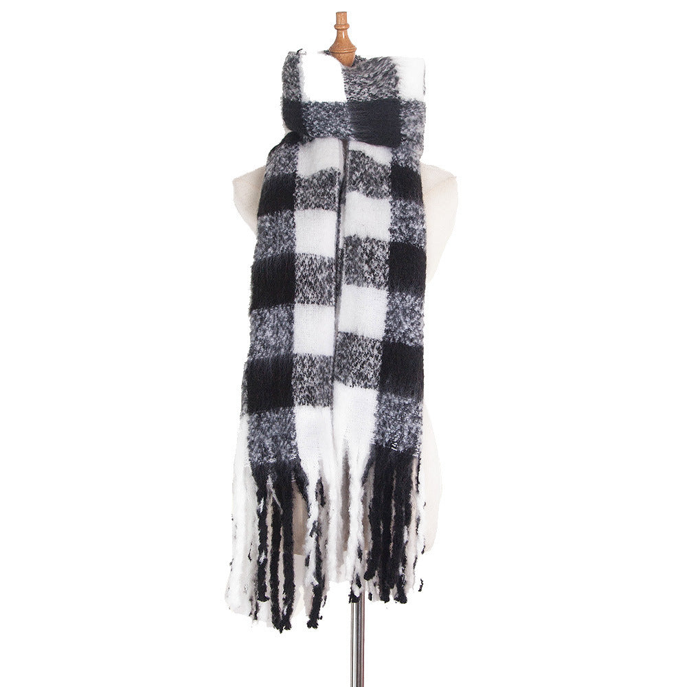Women's Striped Thick Thick Tassel Scarf