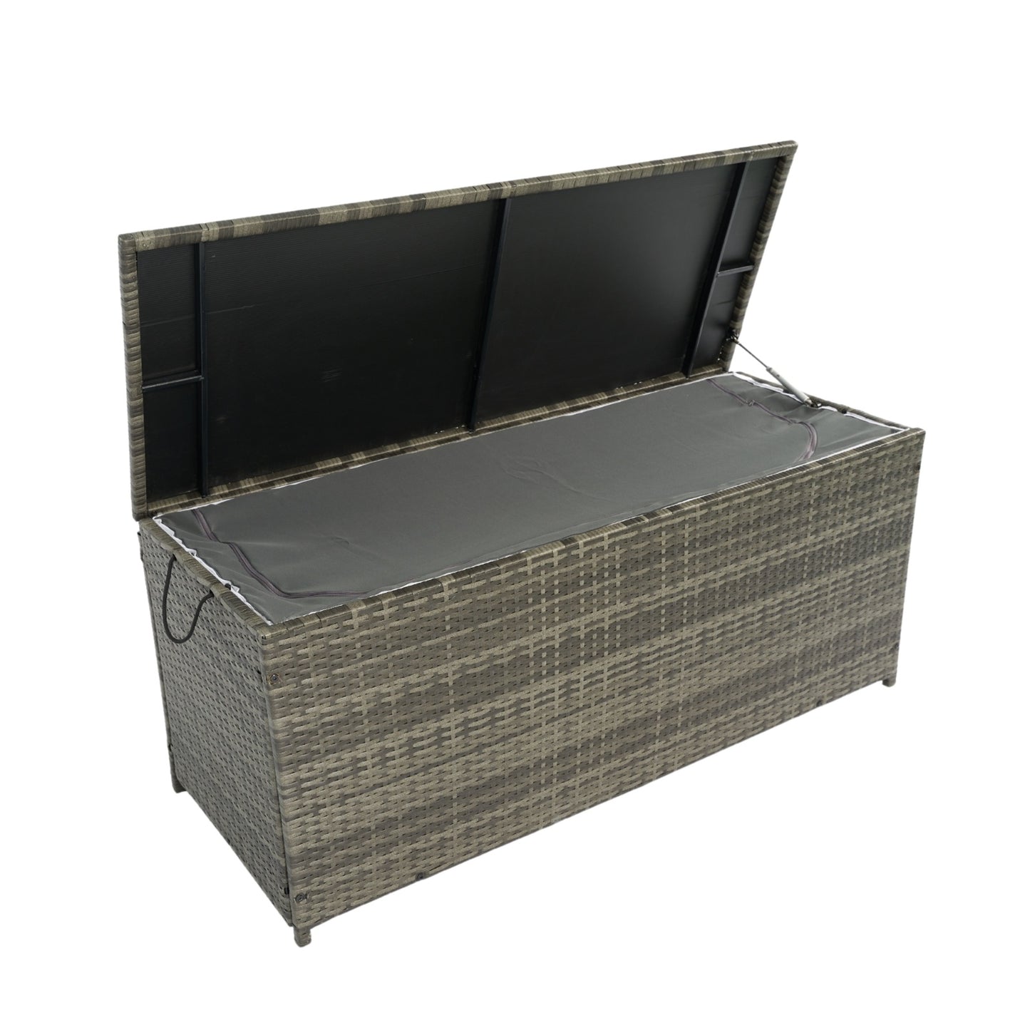 113 Gallon Wicker Patio Deck Box With Lid For Outdoor Cushion Storage