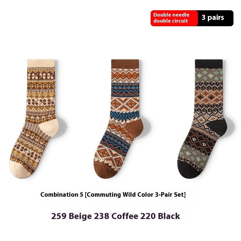 Retro Ethnic Style Artistic Wear Middle Tube Cotton Socks