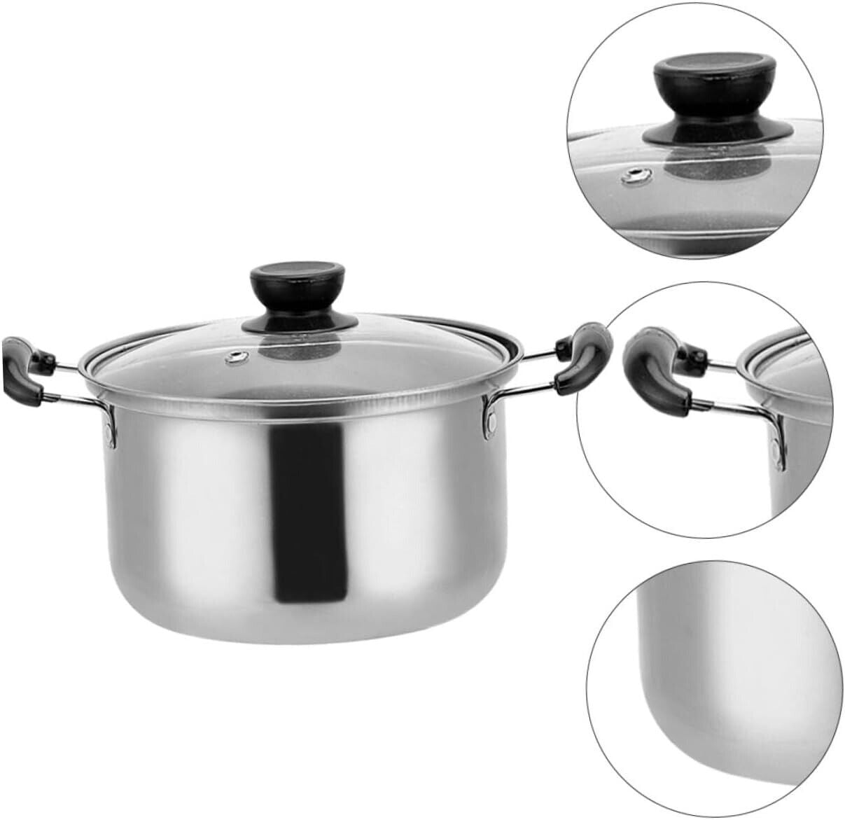 5PCSSet Stainless Steel Saucepan Induction Cooking Pot Cooker Cookware Kitchen