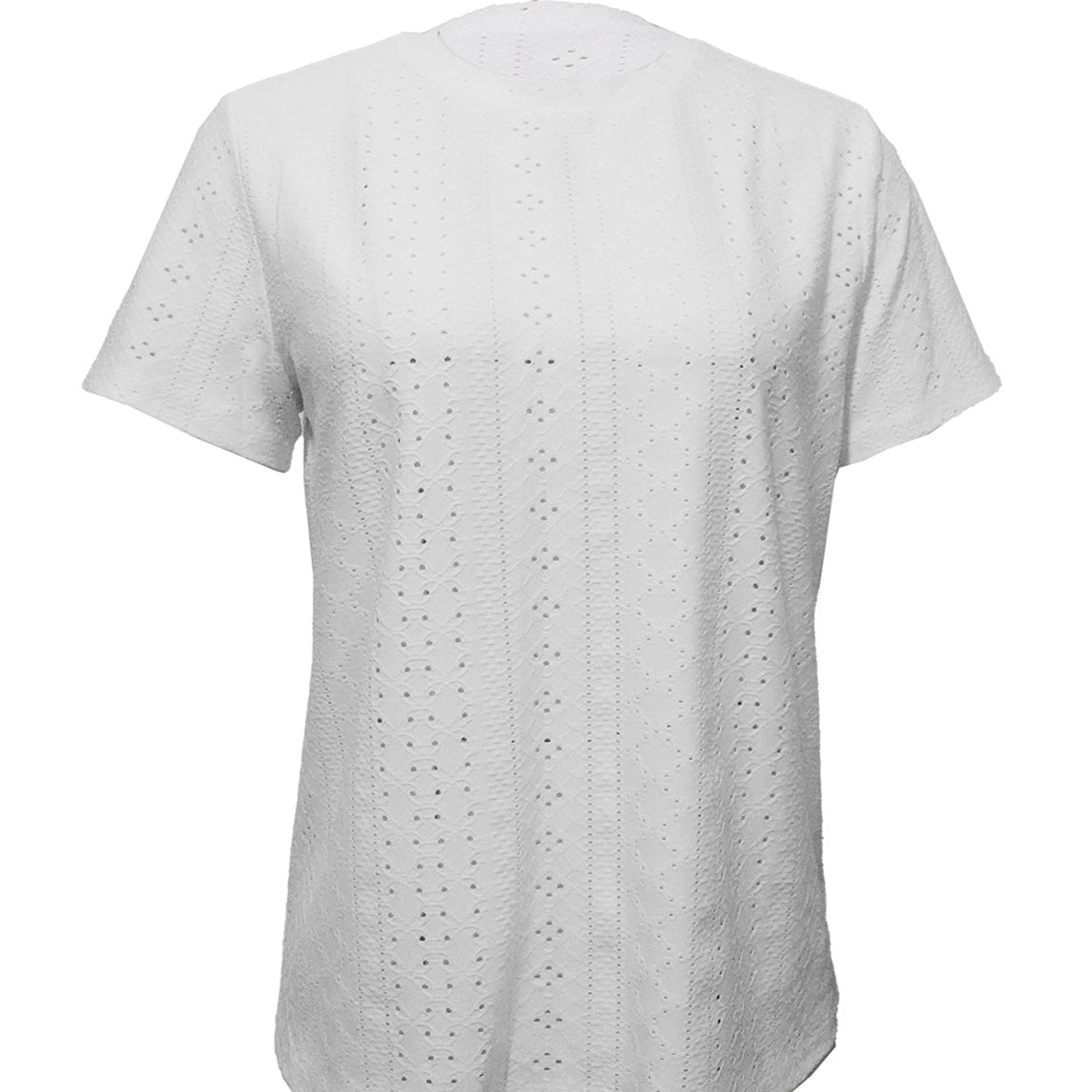 Ladies' Summer Solid Color Versatile Casual Style Hollow Pattern Round Neck T-shirt Top