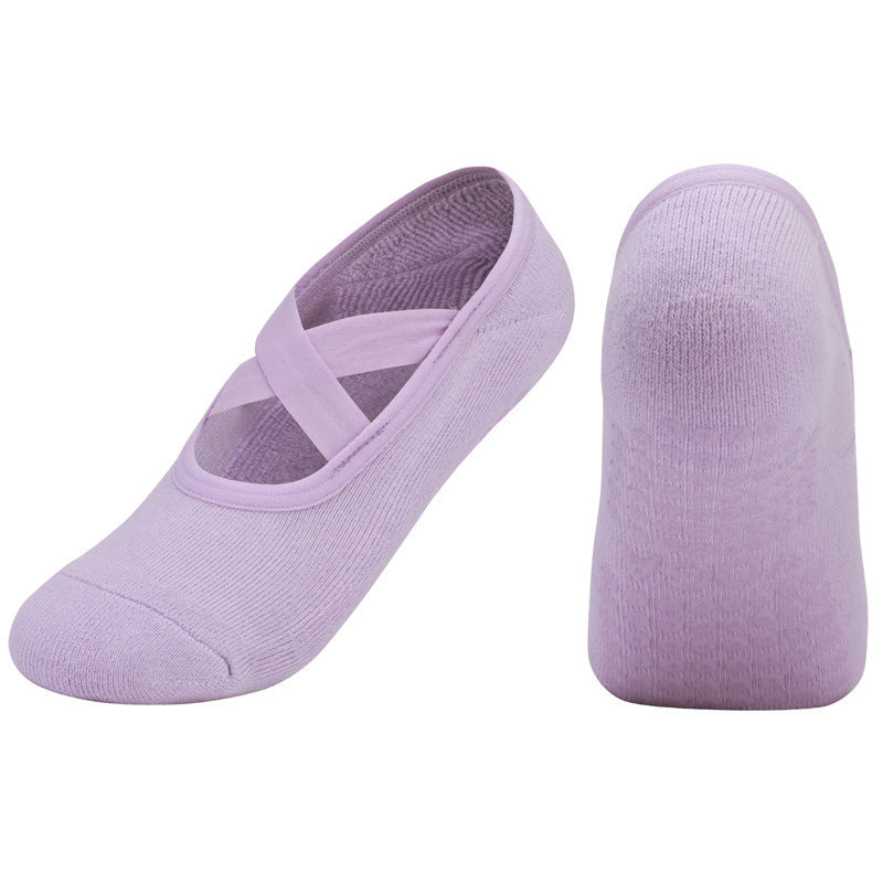 Non-slip Glue Women's Antibacterial Cotton Cross Strap Yoga Socks