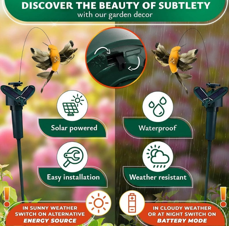 Decorative 3 Pcs Hummingbird Solar Garden Stakes For Yard Decorations Outdoor Cute Design Bright