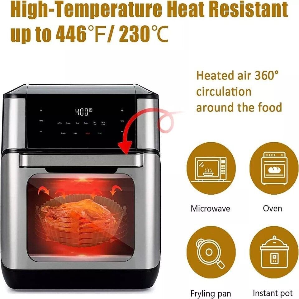 Silicone Air Fryer Pot For  Liner Handle Baking Basket Accessories Pan Grey