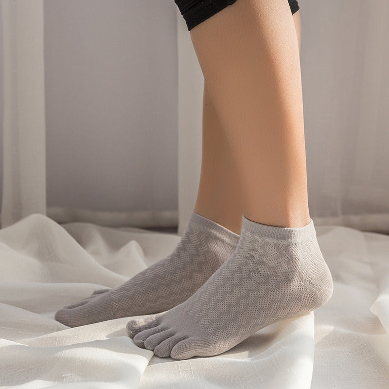 Women's Thin Summer Pure Cotton Toe Socks Plain Toe Socks