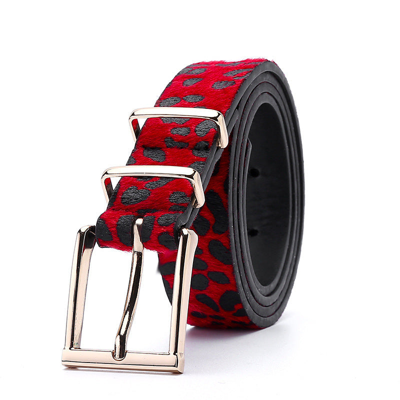 Female Ornament Creative Style Leopard Print Horse Hair Women's Belt