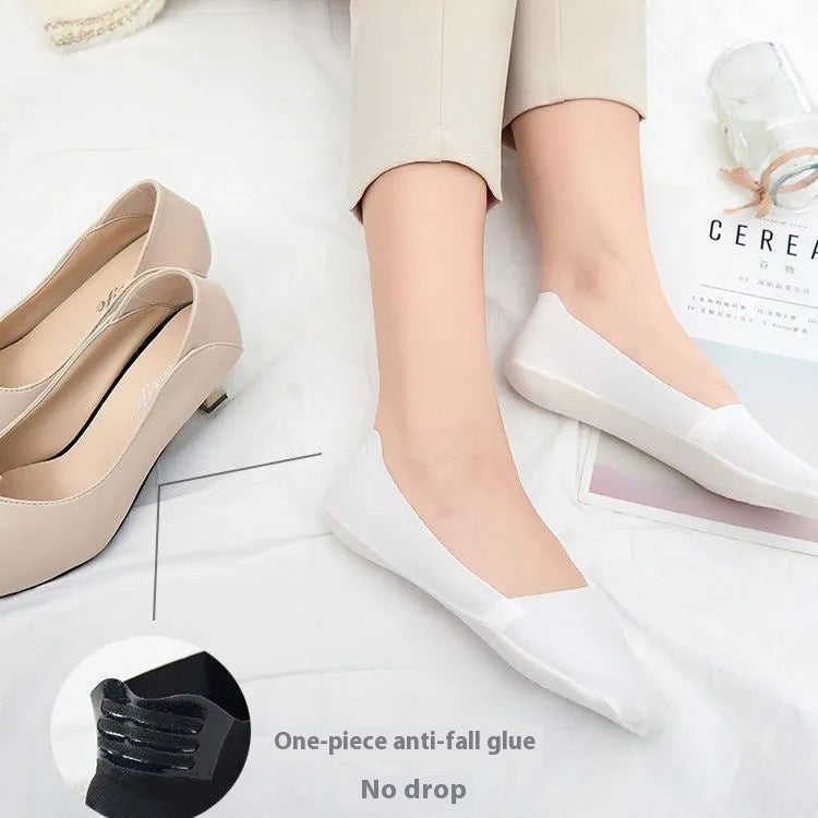 Ice Silk Pure Cotton Towel Bottom Silicone Non-slip Tight Socks