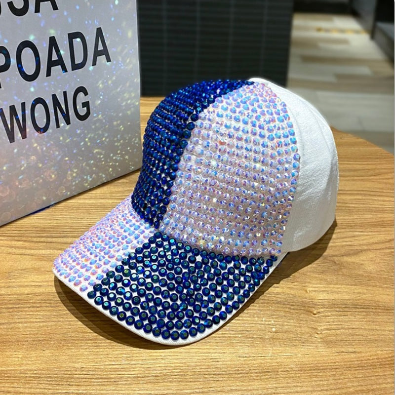Korean Style Dual-color Patchwork Diamond Cap Shiny
