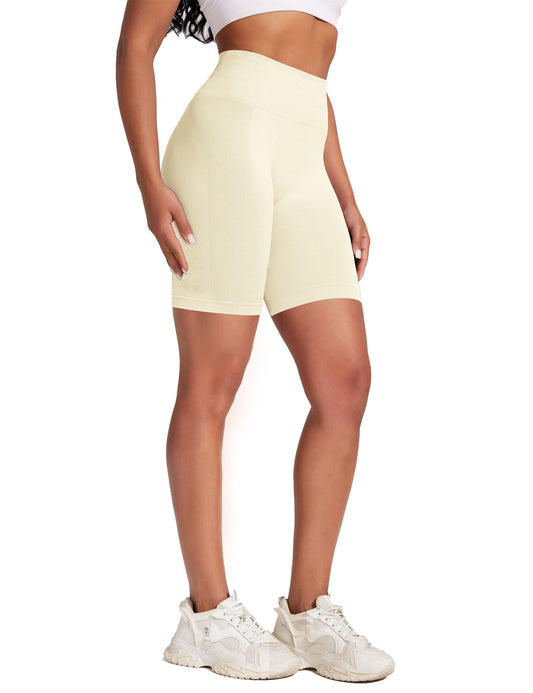 Yoga Pants - Five Points High Waist Seamless Solid Color Cream White