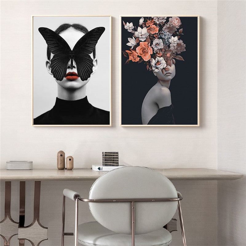 Modern Living Room Home Decor Painting Abstract Floral Character Art Canvas Poster