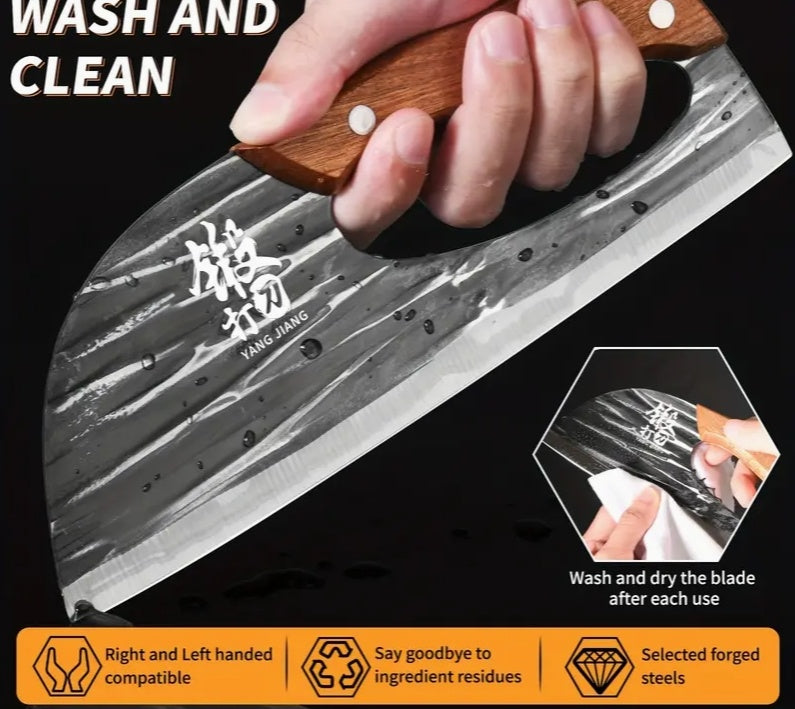 1pc Hand Forged Bone Cutter Kitchen Knife - Sharp Lightweight Dual-Use Slicer For Women - High-Carbon Stainless Steel, Ergonomic Handle, Easy To Clean, And Durable