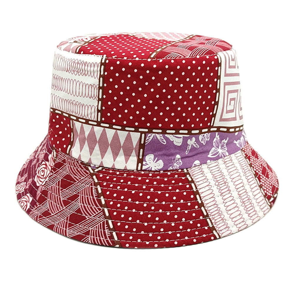 Geometric Bucket Hat Color Matching Printing Double-sided Wear Bucket Hat