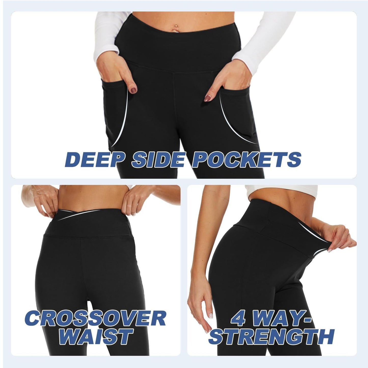 Flared Pants - Cropped Crossover Waist Pockets In Solid Dark Gray