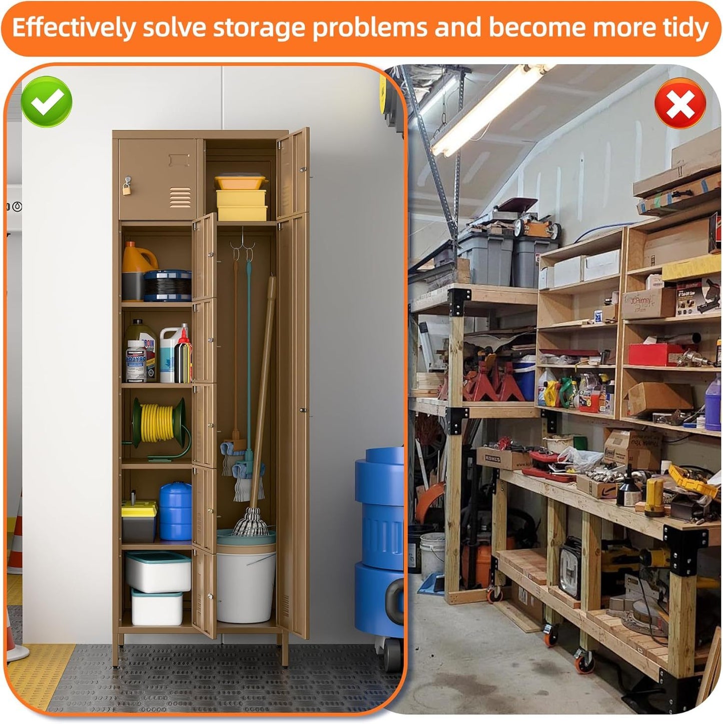 Metal Storage Lockers With Doors And Rod,Industrial Combination Employee Lockers For Office,Home Gym,School,Assembly Required,1Doors,Coffee