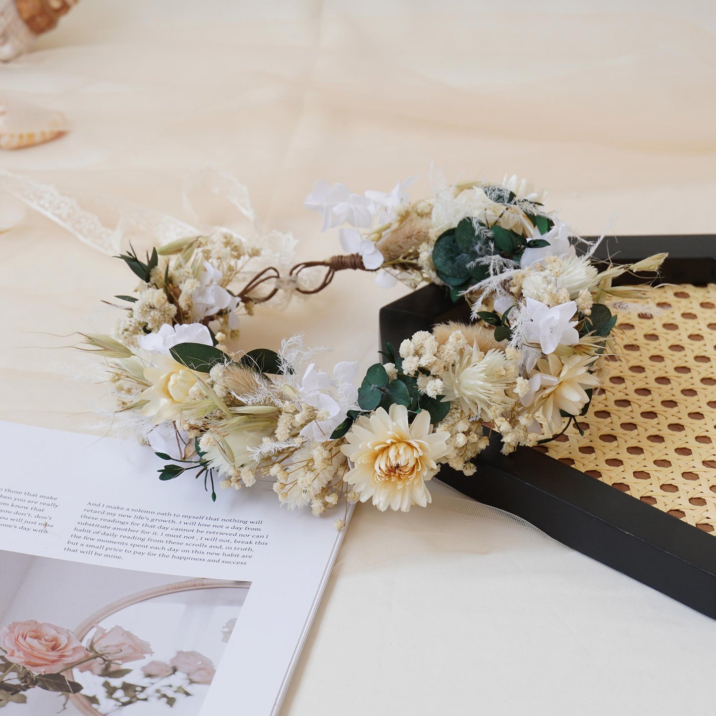 Gypsophila Crown, Dried Flower Crown, Bridal Wedding, Daily Party, Birthday Suitable Crown