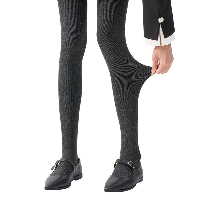 Winter Fleece-lined Thick Solid Color Pressure Slim Looking Socks Warm Foot Silk Stockings Women