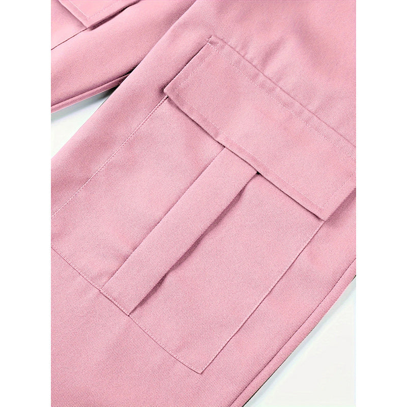 Women's Cargo Jogger Pants Matching With Flap Pockets & Drawstring Waistband