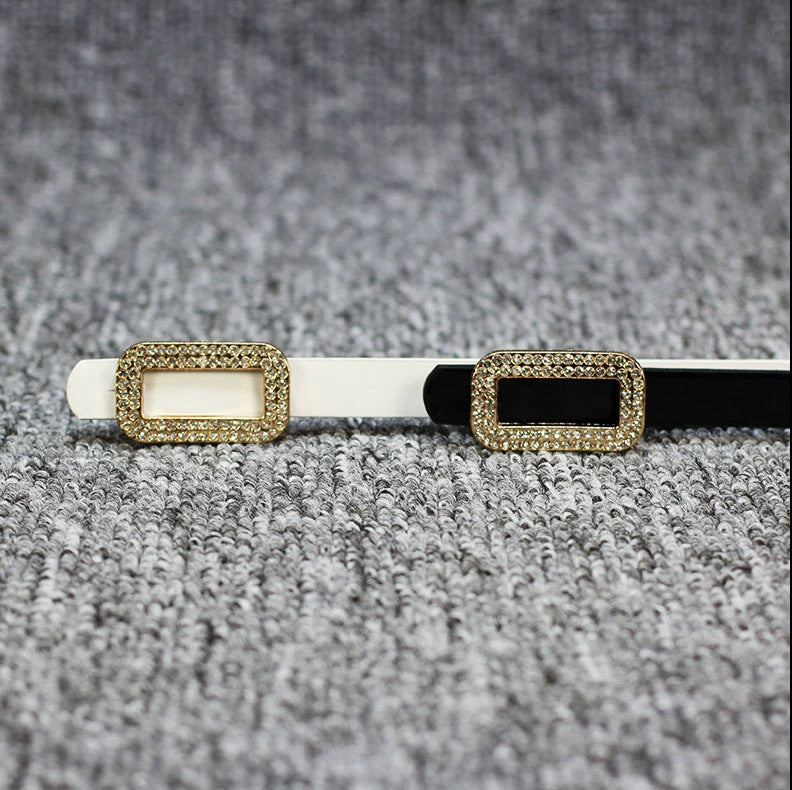 Fashionable All-match Bow Buckle Patent Leather Thin Belt