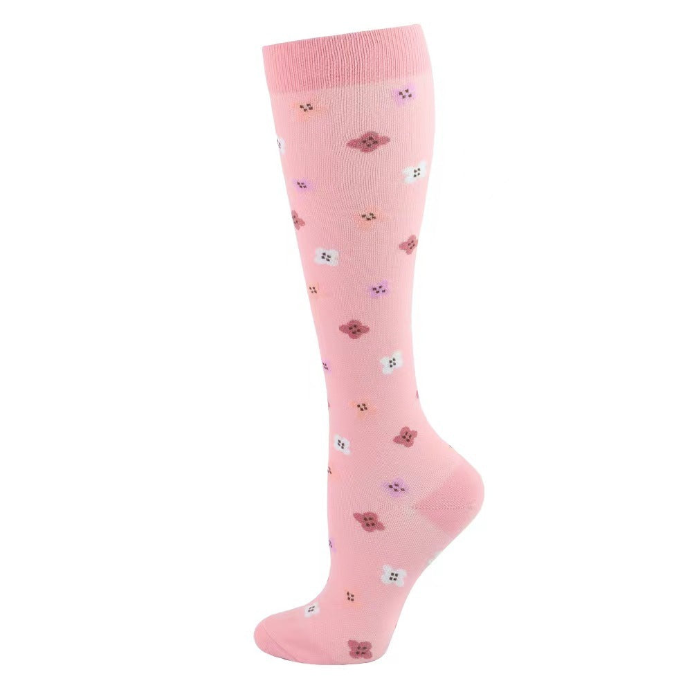 Sports Pressure Spring Flower Elastic Stockings