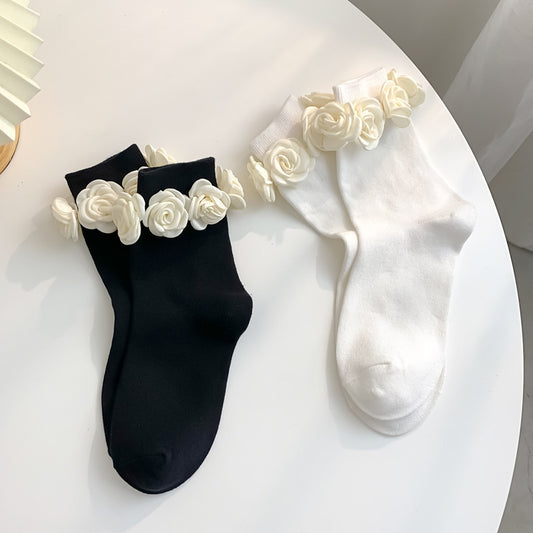Three-dimensional Camellia Tube Socks Personality Lolita Style Socks