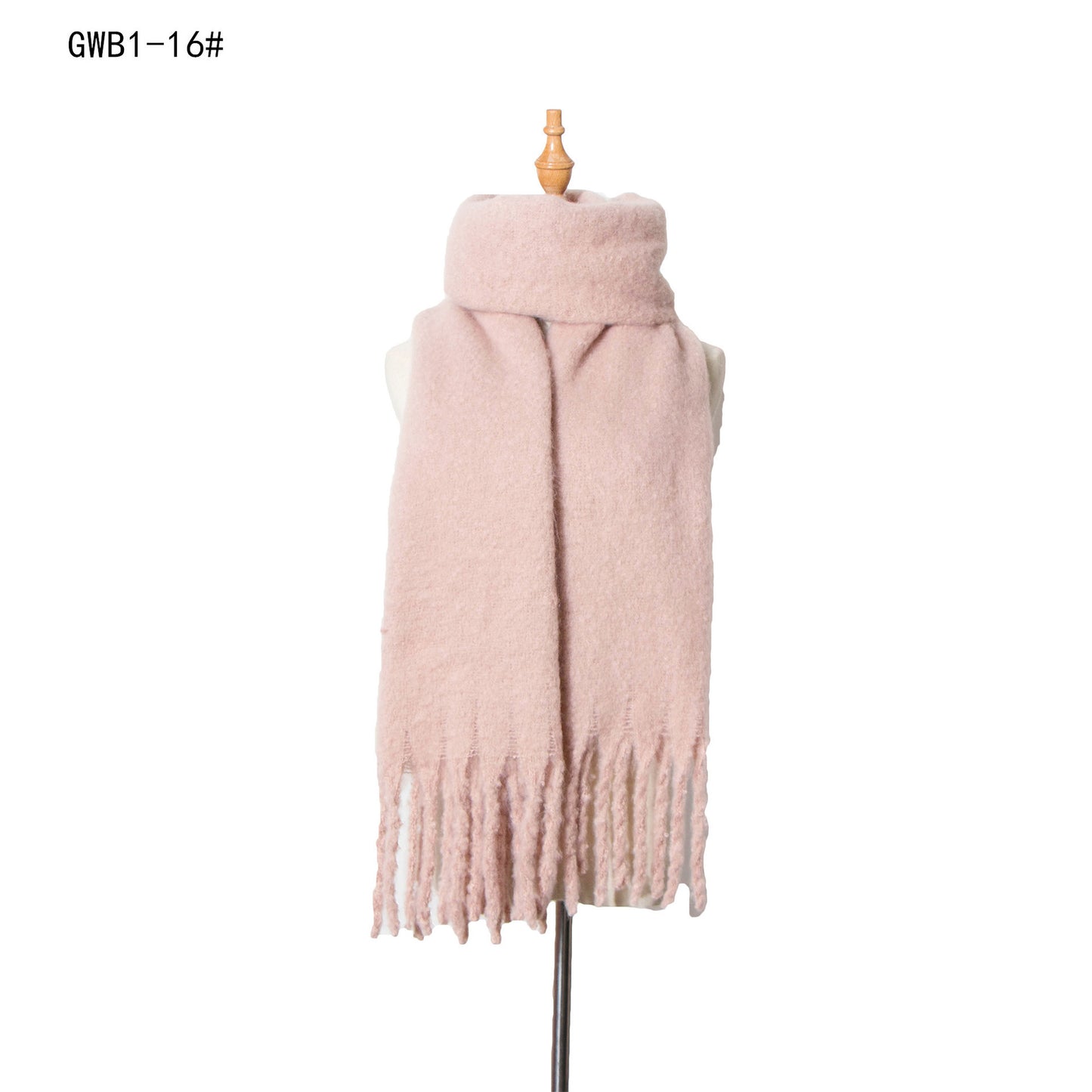 New Style Thick Fringed Circle Sand Solid Color Scarf For Ladies