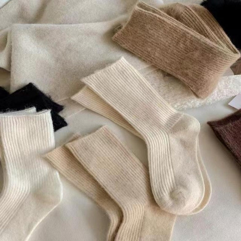 Pure Color All-matching Thickened Thermal Middle Tube Wool Socks Children