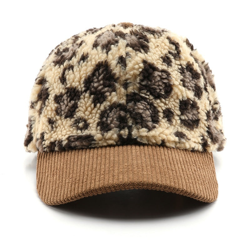 Japanese Women's Autumn And Winter Personalized Retro Color-blocking Leopard Print Baseball Cap