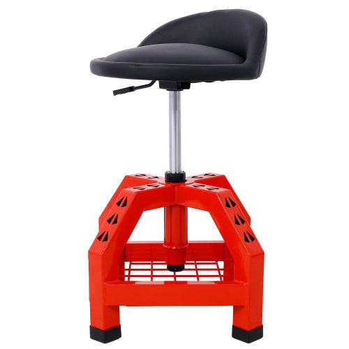 Pneumatic 360 Degree Swivel Stool, Mechanics Rolling Creeper Seat, Heavy Duty Rolling Mechanics Stool, Shop Stool With Casters Red