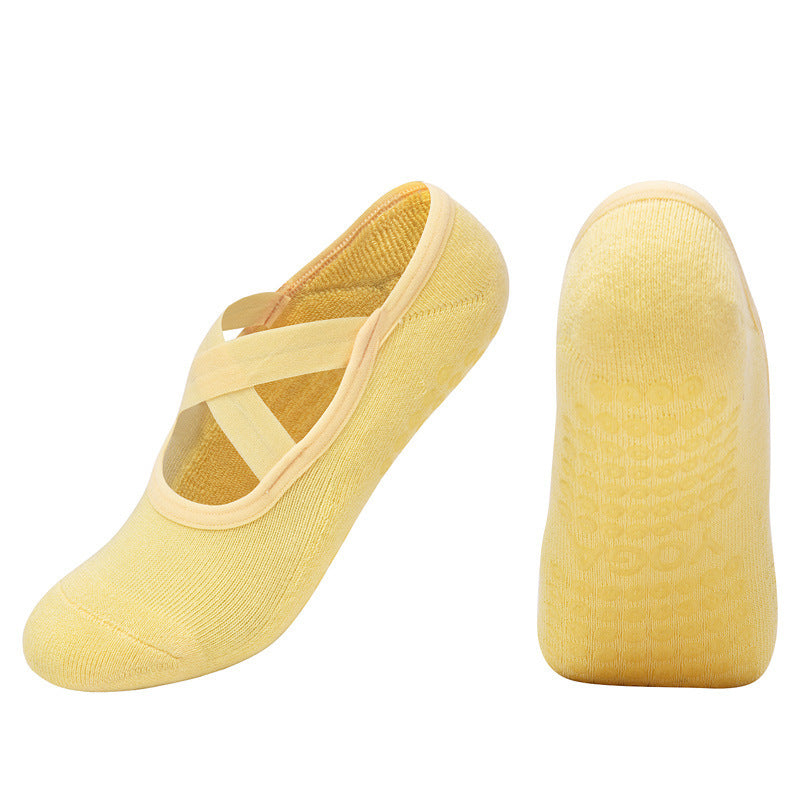 Non-slip Glue Women's Antibacterial Cotton Cross Strap Yoga Socks