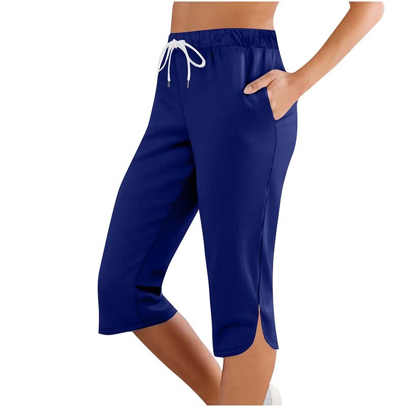 Women's Capri Leggings Drawstring High Waisted Sweatpants Lounge Running Gym Short With Pockets