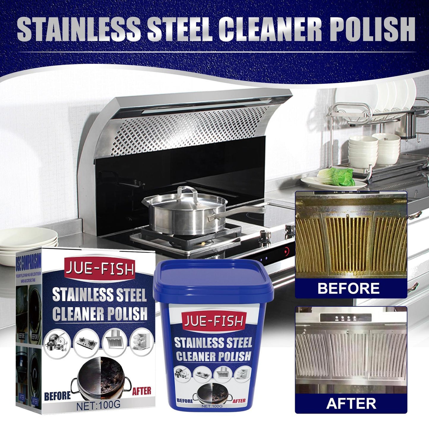 Jueyu Stainless Steel Cleaning Paste, Strong Kitchen Decontamination, Pot Rust Removal, Pot Bottom And Stove Top Black Scale Cleaning