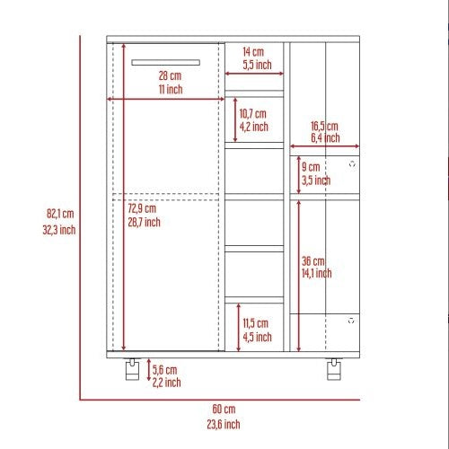 Plate Structure Dining Cabinet With Universal Wheel Trolley