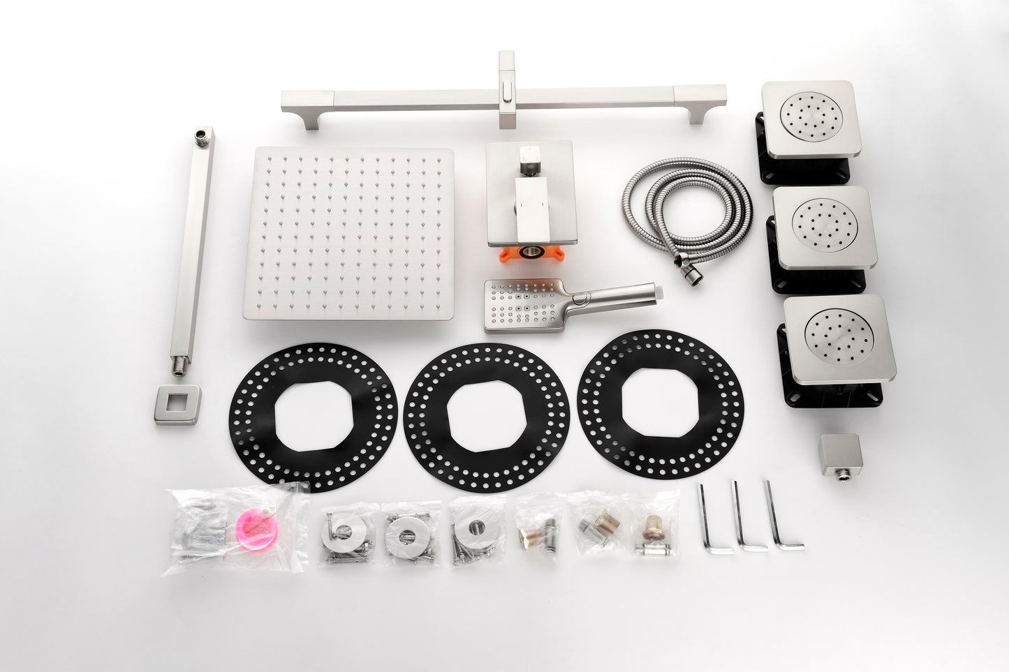 Shower System With Shower Head, Hand Shower, Slide Bar, Sprayer, Shower Arm, Hose, Valve Trim And Lever Handle