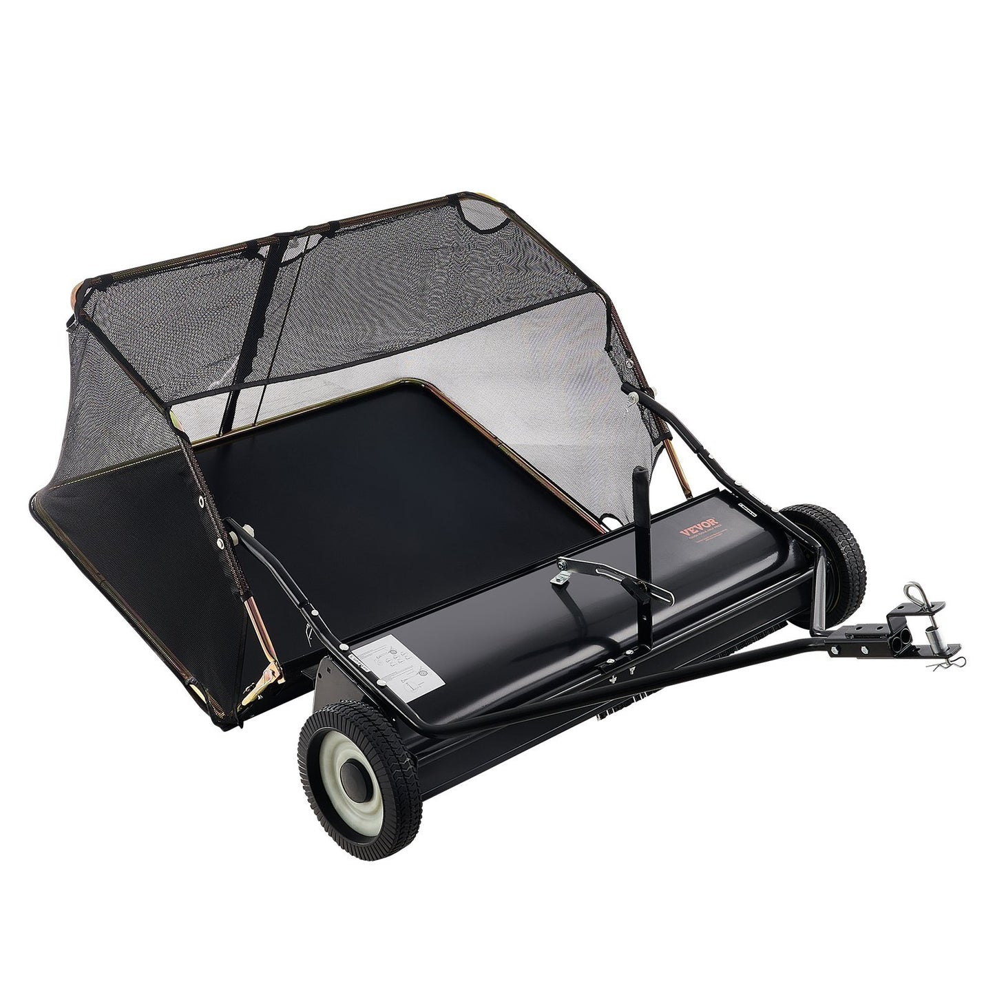 VEVOR Tow-Behind Lawn Sweeper 42-inch Leaf Yard Collector 12 Cu.ft. Adjustable
