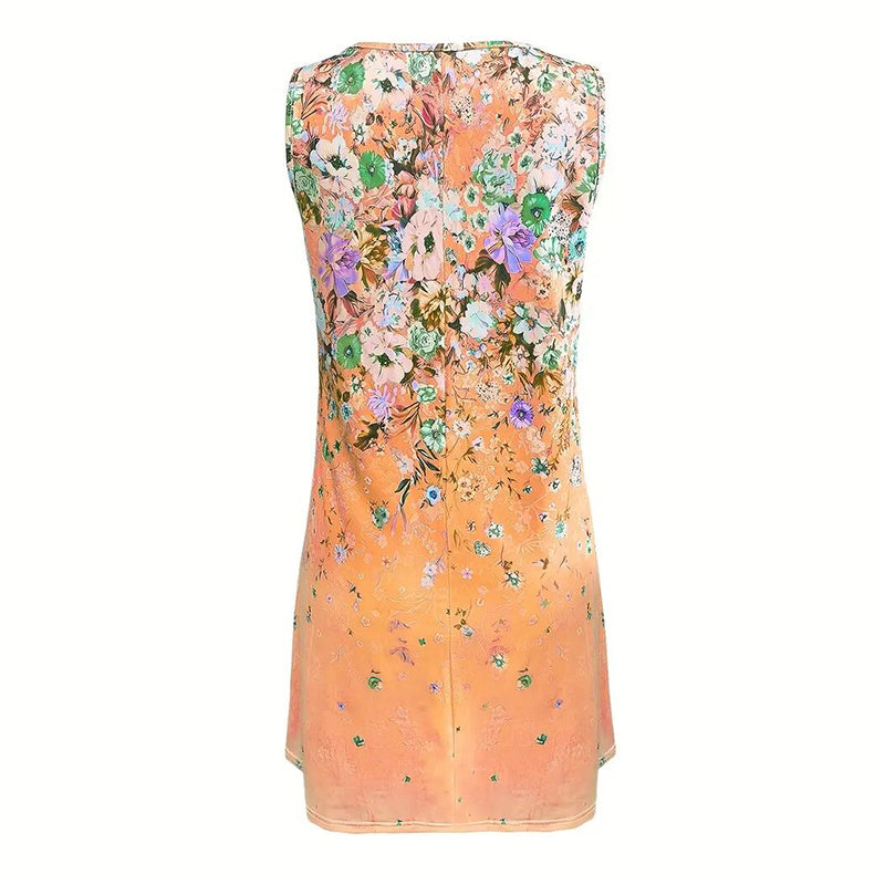 Women's Sleeveless Floral Print Boho Sundress Casual Loose Fit Summer Tank Dress