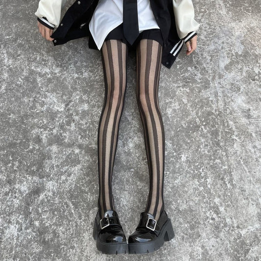 Women's Fashion Stitching Black Thin Pantyhose