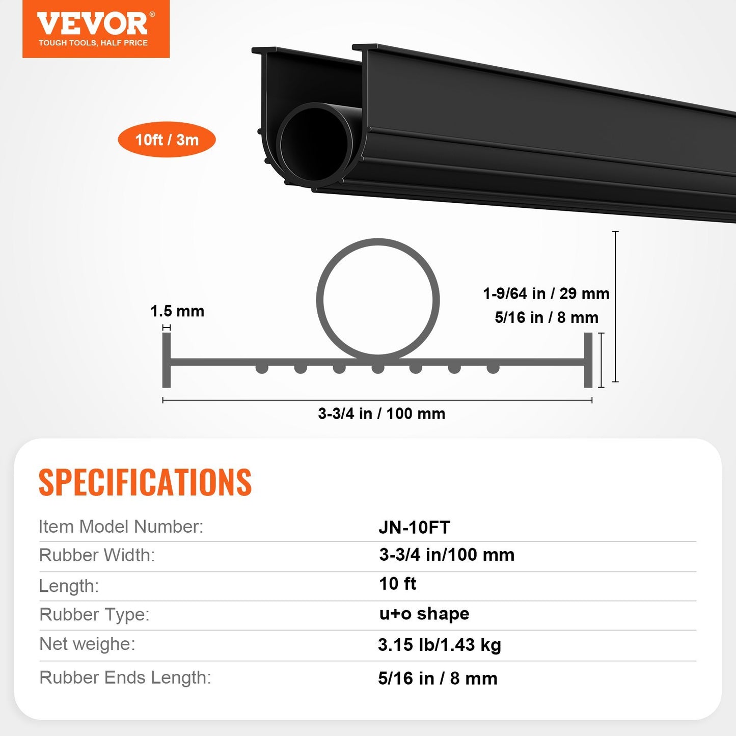VEVOR Garage Door Threshold And Bottom Seals Kit 10 FT Universal Waterproof PVC