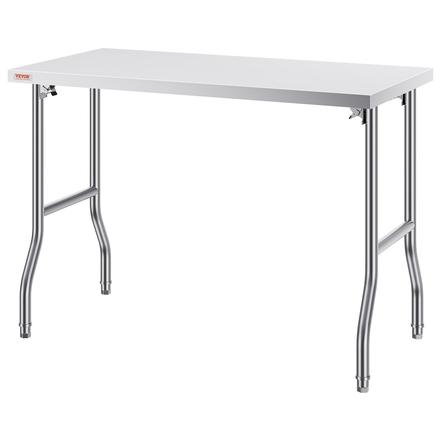 VEVOR Commercial Worktable Workstation 48 X 24 Inch Folding Commercial Prep Table, Heavy-duty Stainless Steel Folding Table With 661 Lbs Load, Kitchen Work Table, Silver Stainless Steel Kitchen Island
