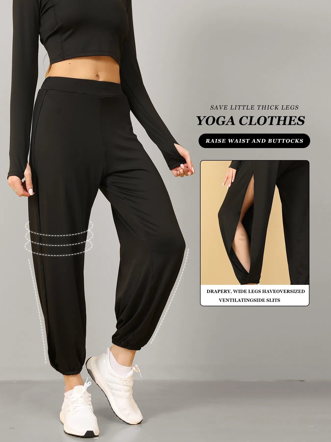 High Slit Boho Harem Yoga Pants For Women Flowy, Trendy & Comfortable